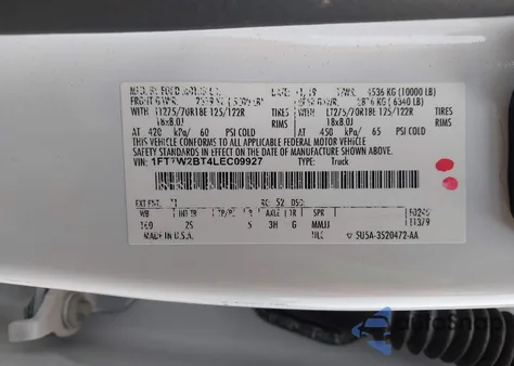 2020 Ford F-250 Xlt z USA, uszkodzony, nr VIN 1FT7W2BT4LEC09927